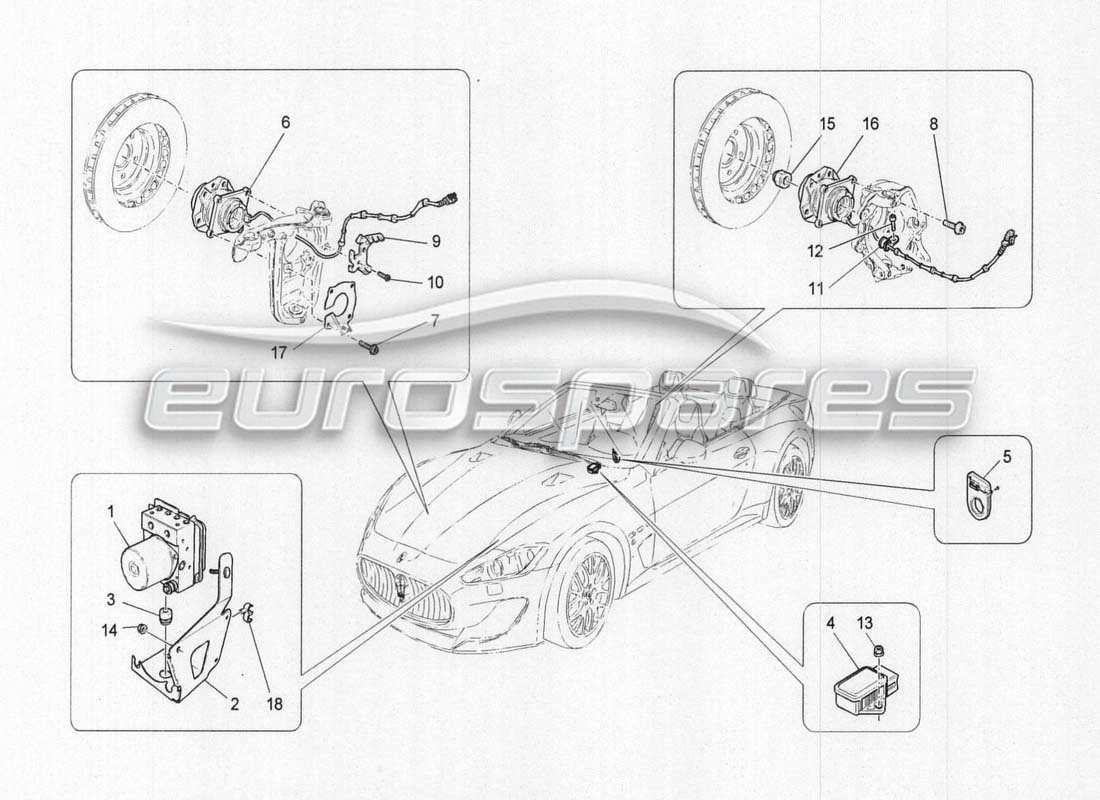 Maserati GranCabrio MC Centenario Brake Control Systems Parts Diagram