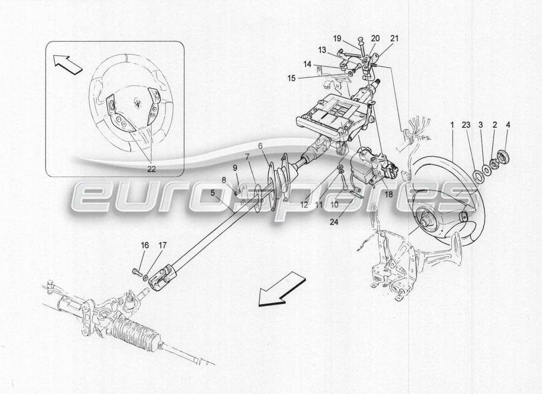 Maserati GranCabrio MC Centenario steering column and steering wheel unit Parts Diagram