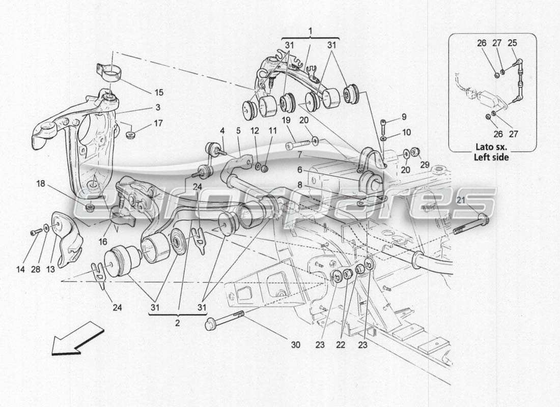Maserati GranCabrio MC Centenario Front Suspension Parts Diagram