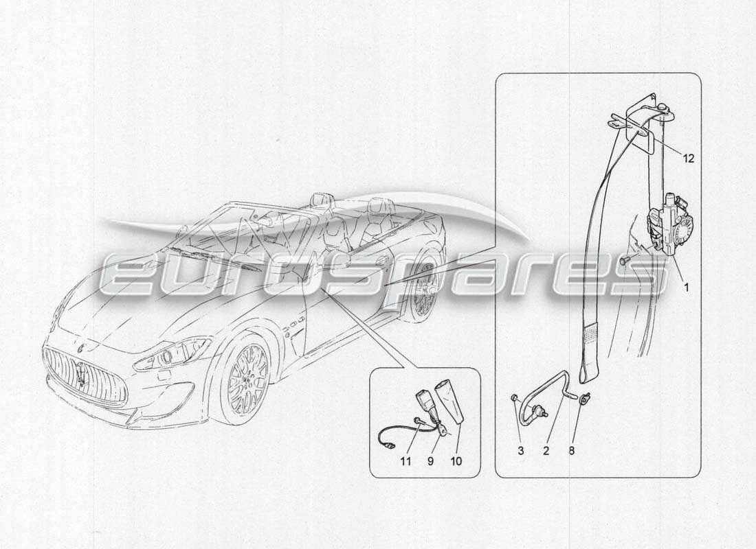 Maserati GranCabrio MC Centenario FRONT SEATBELTS Parts Diagram