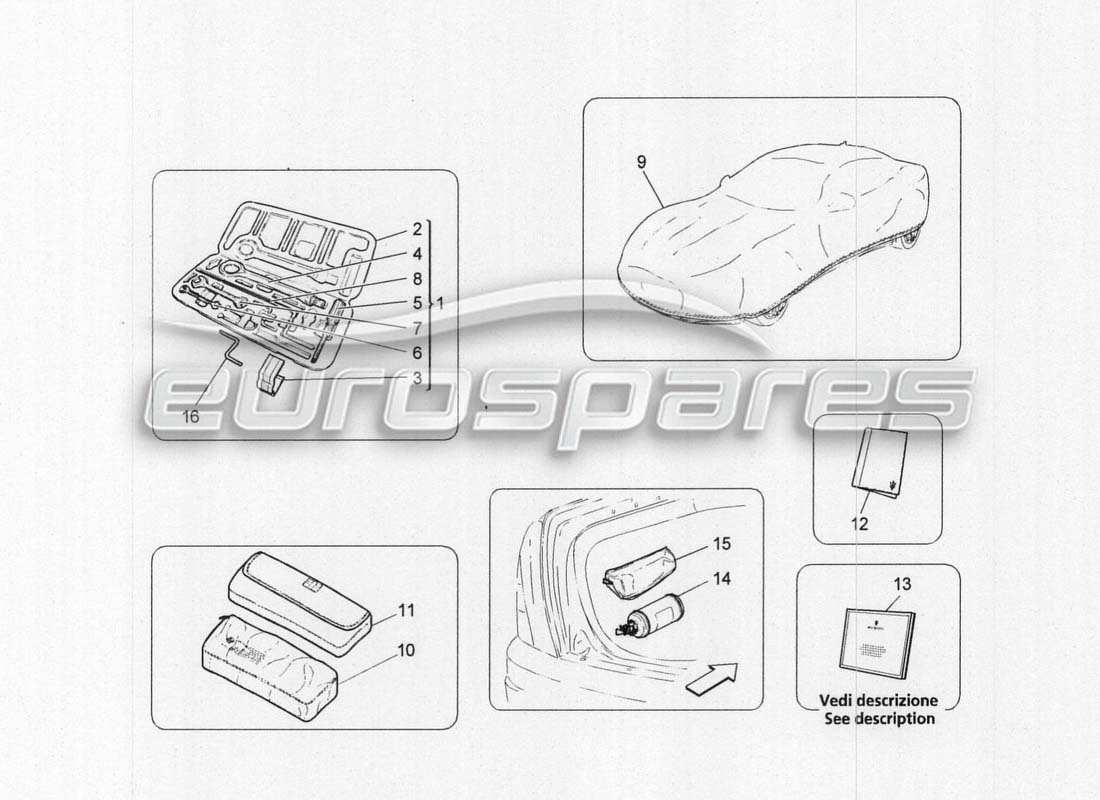 Maserati GranCabrio MC Centenario Standard Equipment Parts Diagram