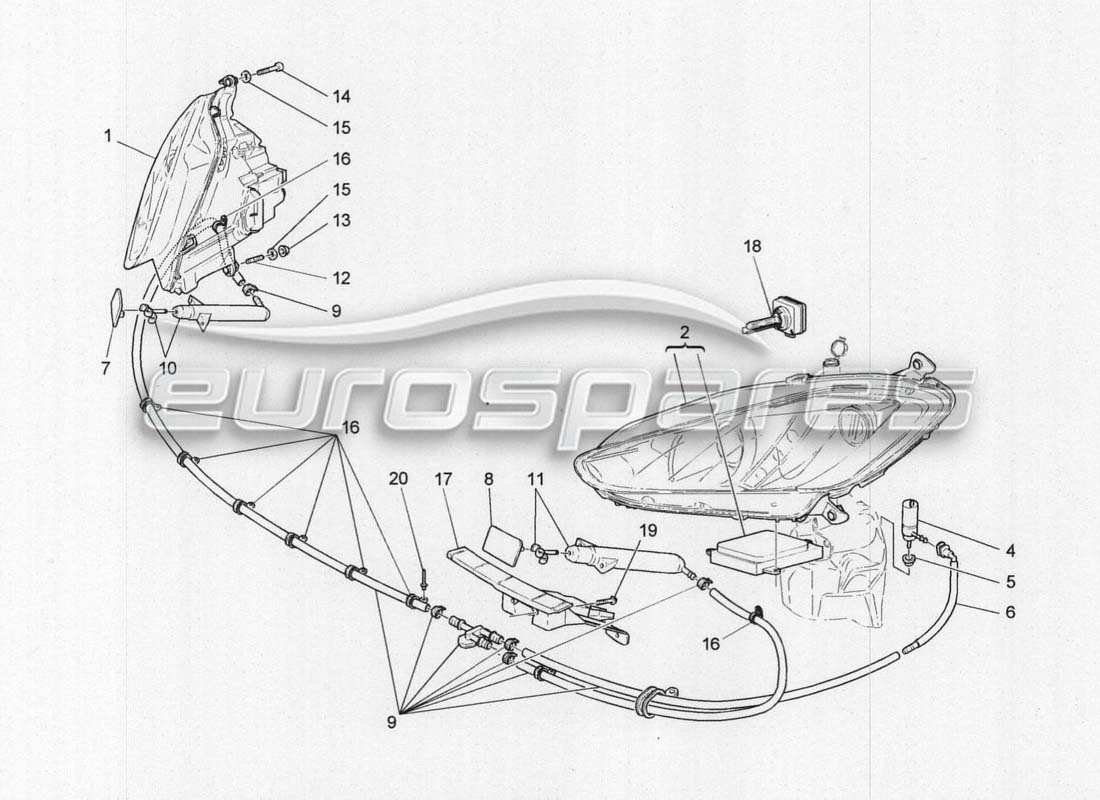 Maserati GranCabrio MC Centenario headlight clusters Parts Diagram