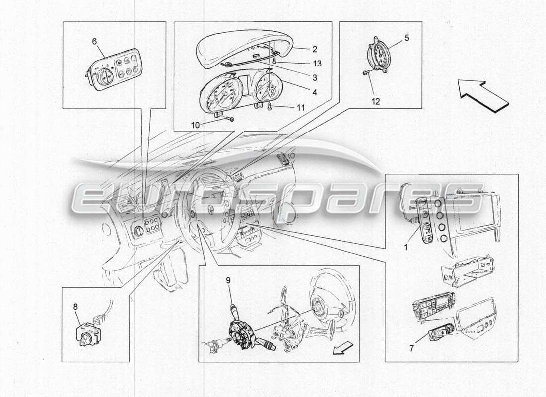 Maserati GranCabrio MC Centenario Dashboard Equipment Parts Diagram