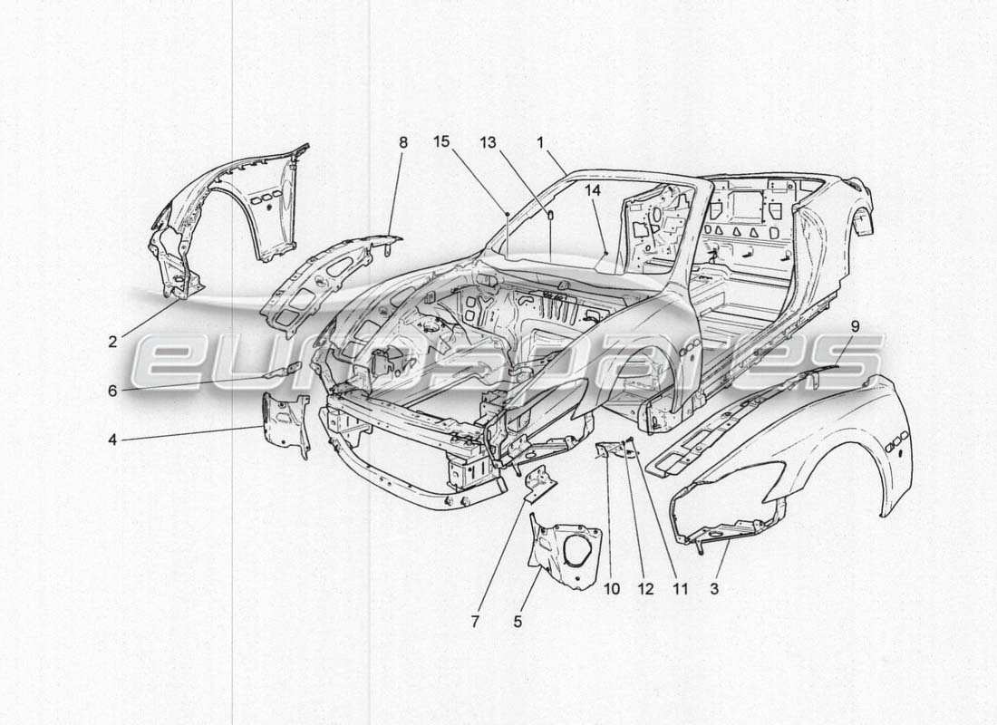 Maserati GranCabrio MC Centenario BODYWORK AND FRONT OUTER TRIM PANELS Parts Diagram