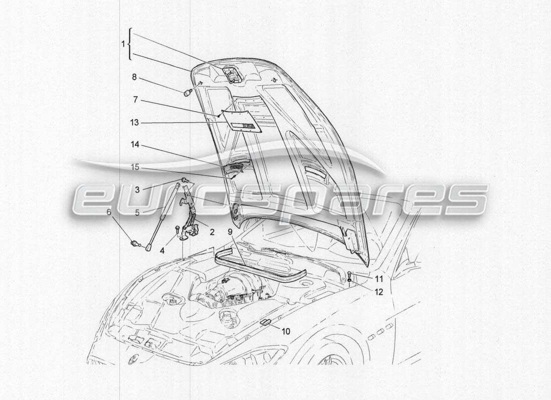 Maserati GranCabrio MC Centenario FRONT BONNET Parts Diagram