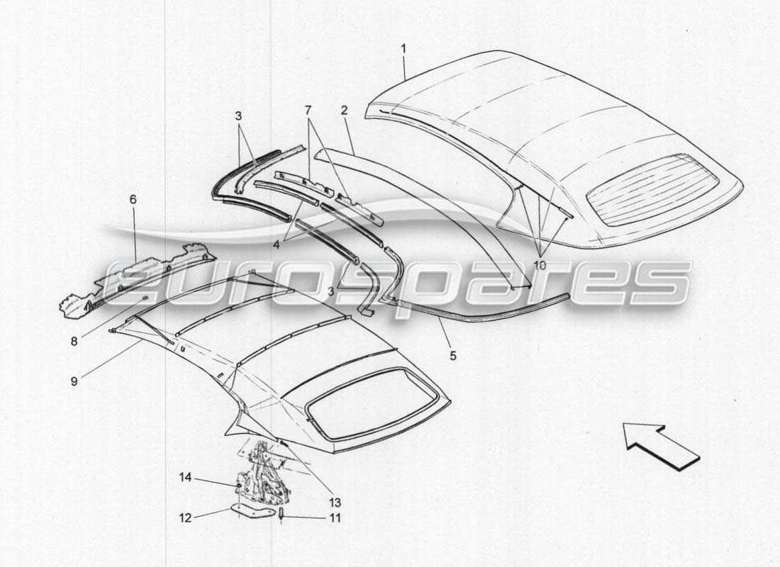 Maserati GranCabrio MC Centenario Electrical System: Linings Parts Diagram