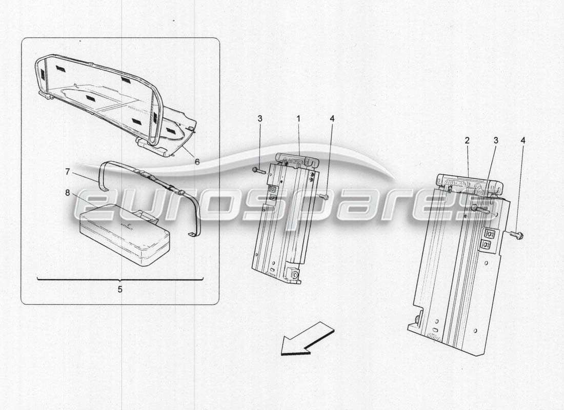 Maserati GranCabrio MC Centenario Electrical System: Roll Bar And Accessories Parts Diagram