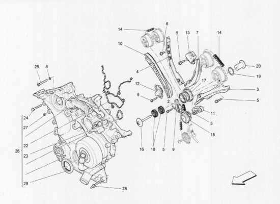 a part diagram from the Maserati Quattroporte M156 (2014 onwards) parts catalogue