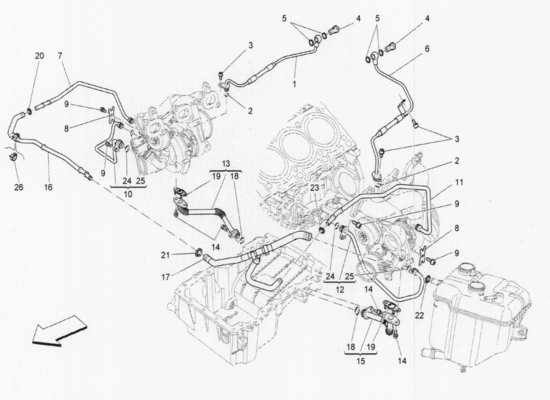 a part diagram from the Maserati Quattroporte M156 (2014 onwards) parts catalogue