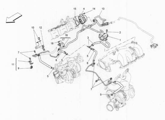 a part diagram from the Maserati Quattroporte M156 (2014 onwards) parts catalogue