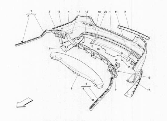 a part diagram from the Maserati Quattroporte M156 (2014 onwards) parts catalogue