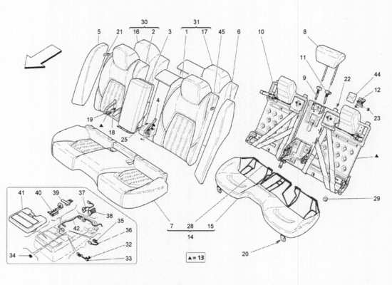 a part diagram from the Maserati Quattroporte M156 (2014 onwards) parts catalogue