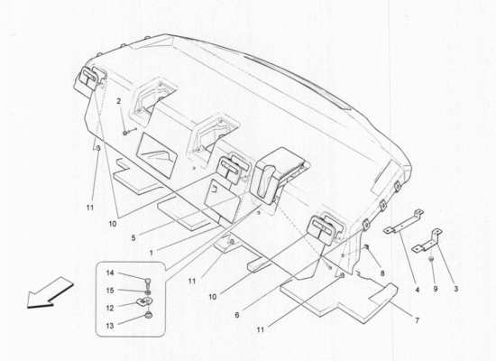 a part diagram from the Maserati Quattroporte M156 (2014 onwards) parts catalogue