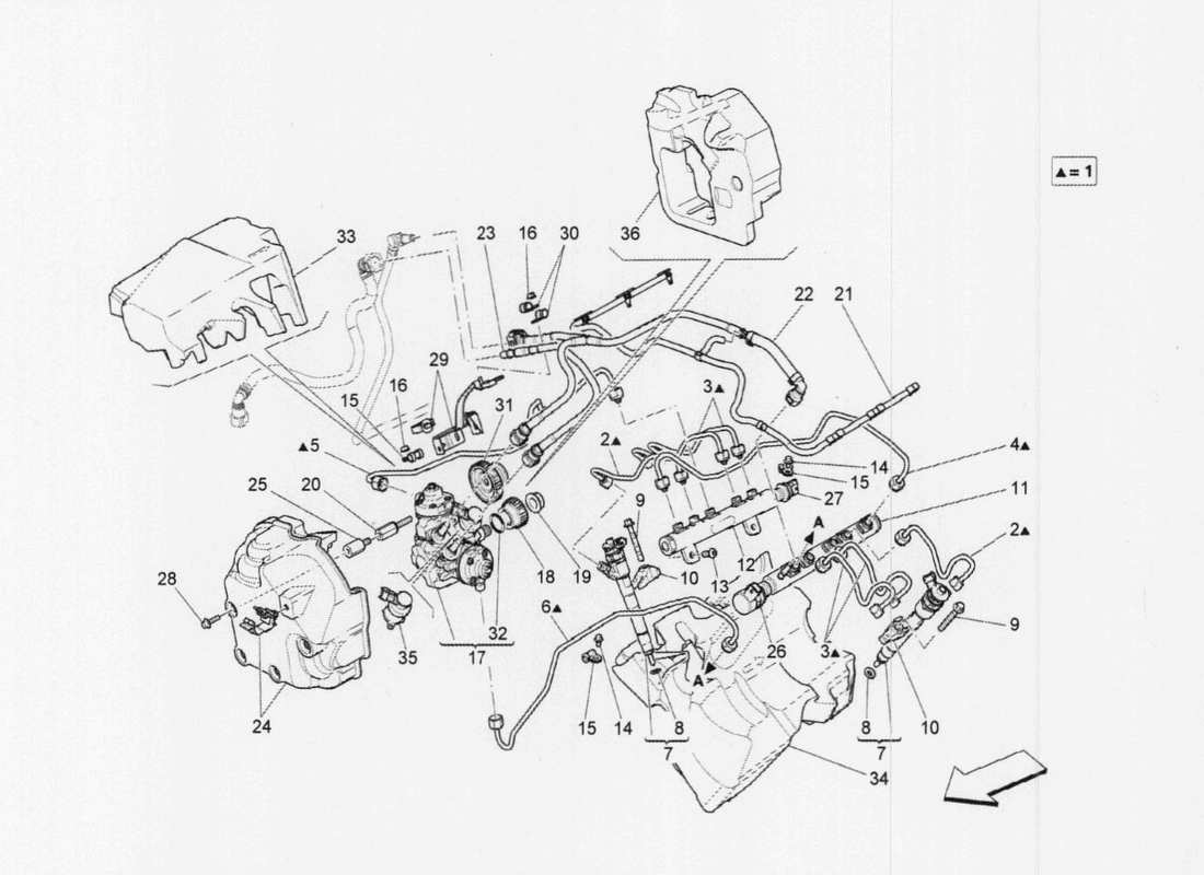 Maserati QTP. V6 3.0 TDS 275bhp 2017 fuel pumps and connection lines Parts Diagram