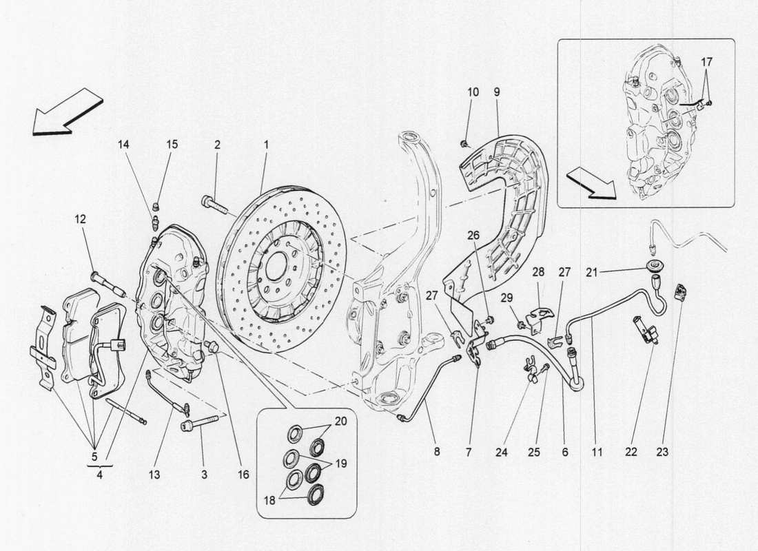 Maserati QTP. V6 3.0 TDS 275bhp 2017 braking devices on front wheels Part Diagram