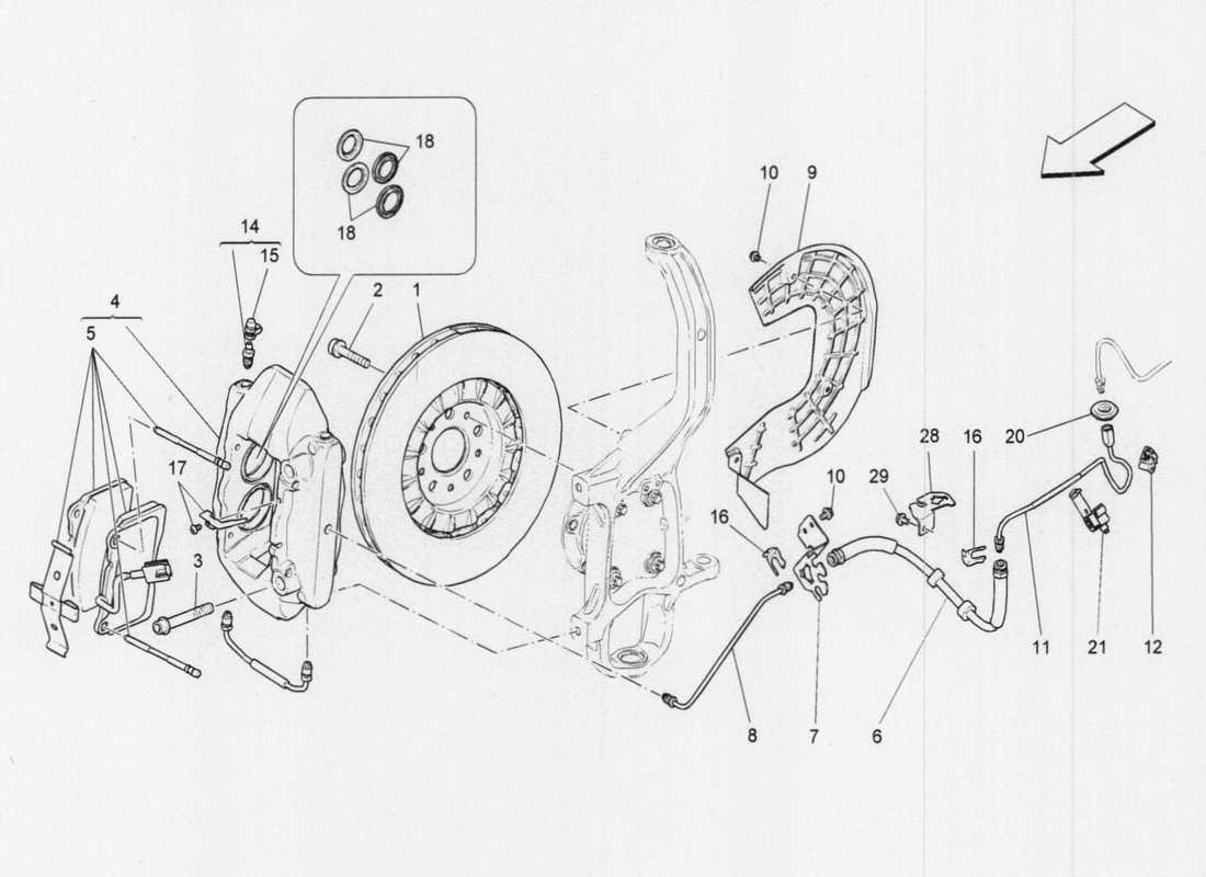 Maserati QTP. V6 3.0 TDS 275bhp 2017 braking devices on front wheels Parts Diagram