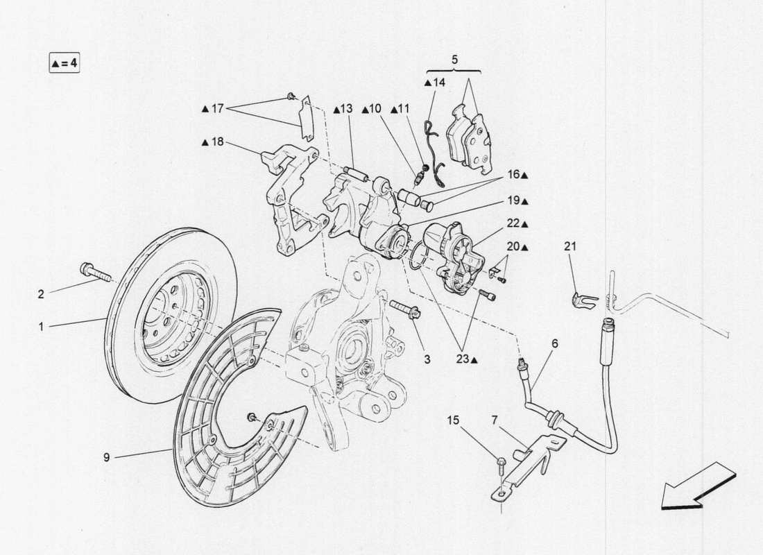 Maserati QTP. V6 3.0 TDS 275bhp 2017 braking devices on rear wheels Parts Diagram