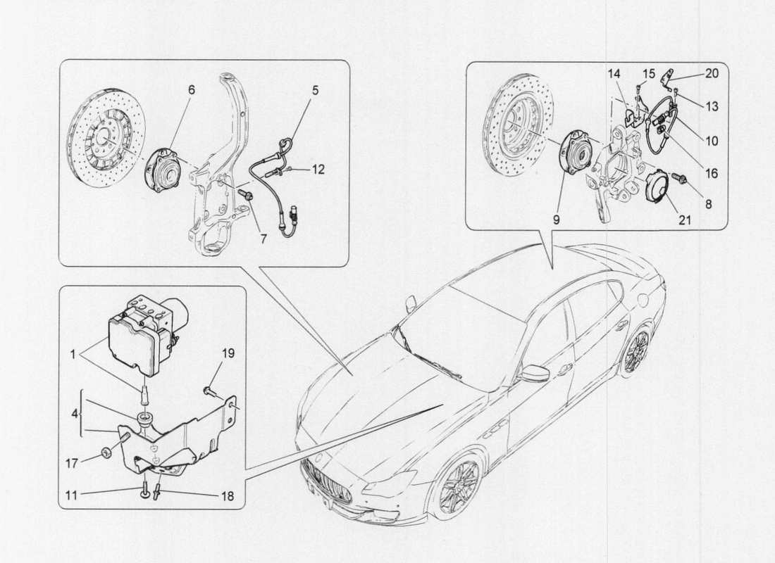 Maserati QTP. V6 3.0 TDS 275bhp 2017 Braking Control System Parts Diagram