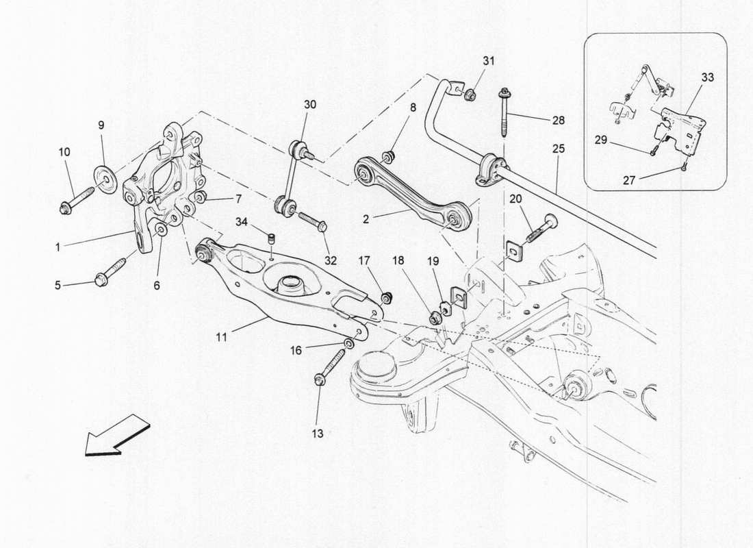 Maserati QTP. V6 3.0 TDS 275bhp 2017 Rear Suspension Parts Diagram