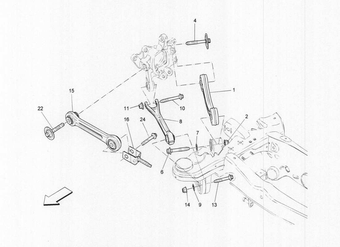 Maserati QTP. V6 3.0 TDS 275bhp 2017 Rear Suspension Parts Diagram