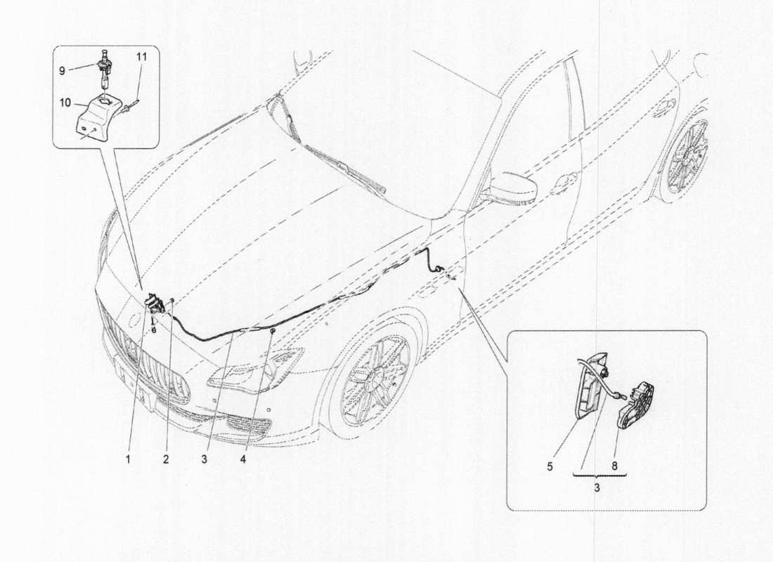 Maserati QTP. V6 3.0 TDS 275bhp 2017 Front Lid Opening Control Parts Diagram