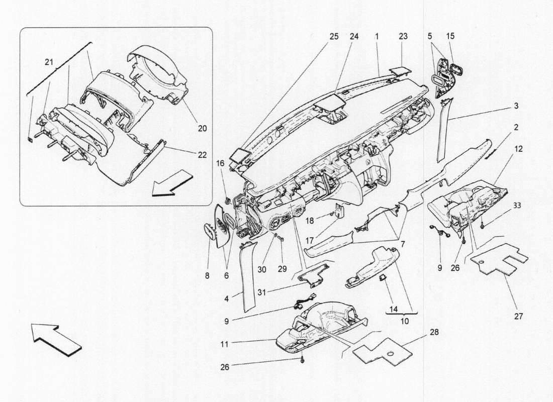 Maserati QTP. V6 3.0 TDS 275bhp 2017 dashboard unit Parts Diagram