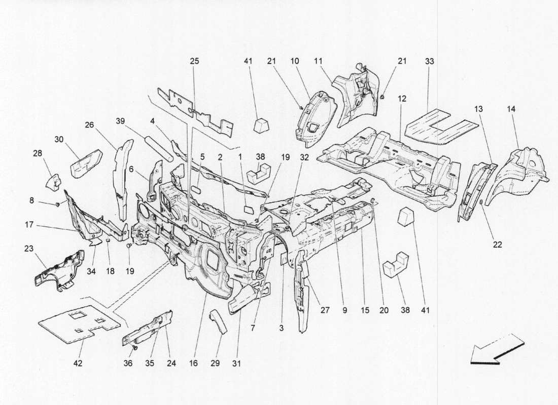 Maserati QTP. V6 3.0 TDS 275bhp 2017 Sound Proofing Part Diagram