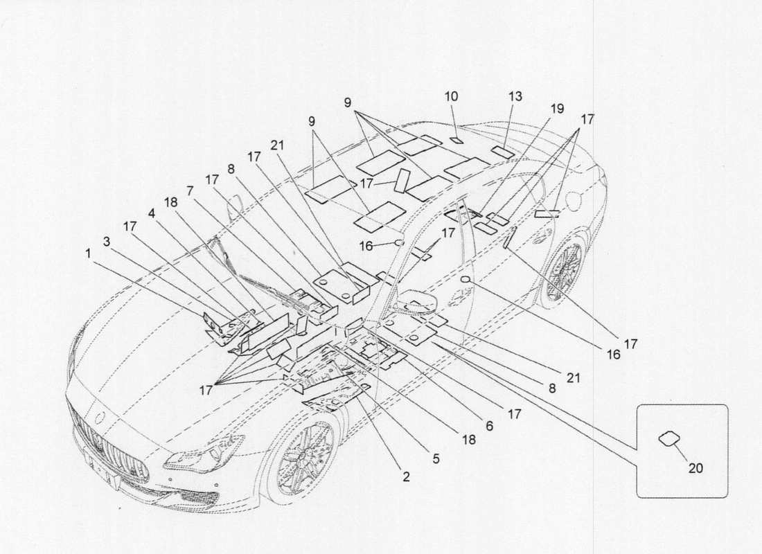 Maserati QTP. V6 3.0 TDS 275bhp 2017 SOUND INSULATION Parts Diagram