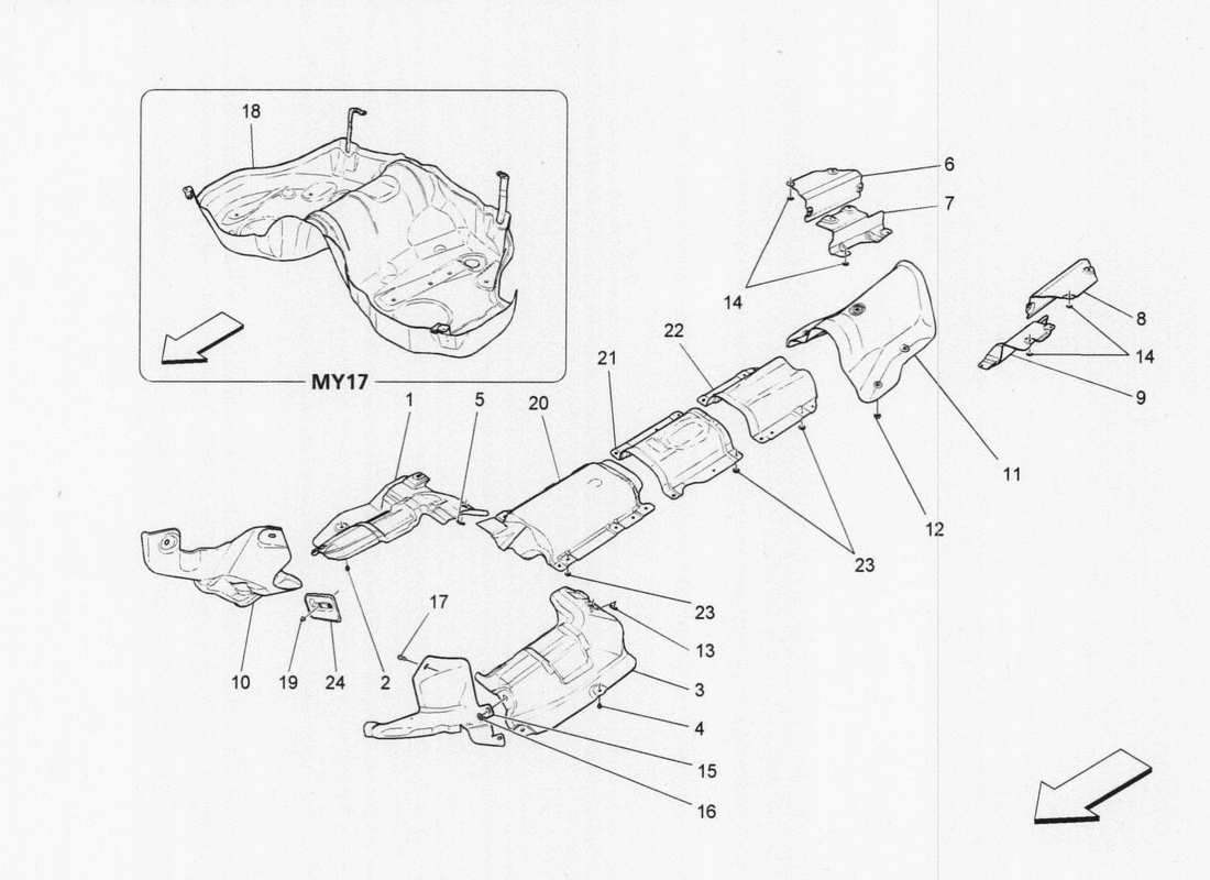 Maserati QTP. V6 3.0 TDS 275bhp 2017 Thermal Insulation Parts Diagram