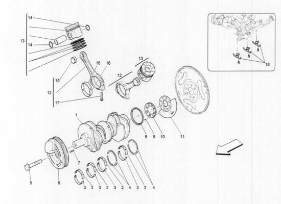 a part diagram from the Maserati Quattroporte M156 (2014 onwards) parts catalogue