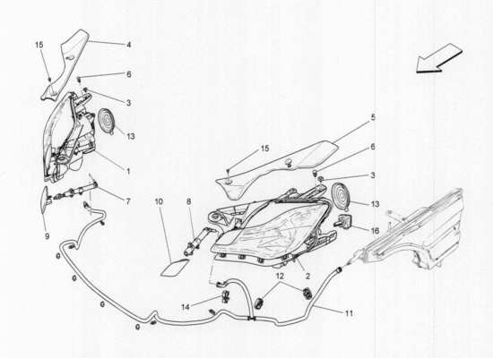 a part diagram from the Maserati Quattroporte M156 (2014 onwards) parts catalogue