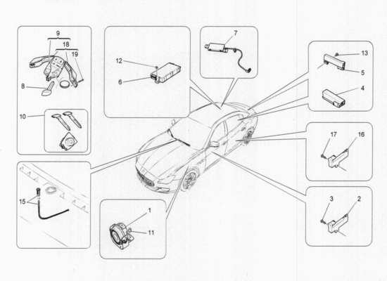 a part diagram from the Maserati Quattroporte M156 (2014 onwards) parts catalogue