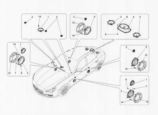 a part diagram from the Maserati Quattroporte M156 (2014 onwards) parts catalogue