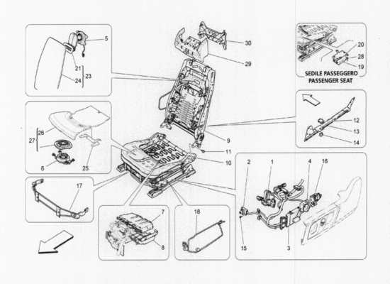 a part diagram from the Maserati Quattroporte M156 (2014 onwards) parts catalogue