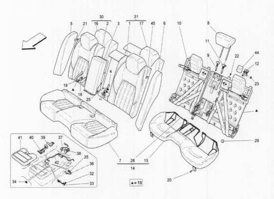 a part diagram from the Maserati Quattroporte M156 (2014 onwards) parts catalogue