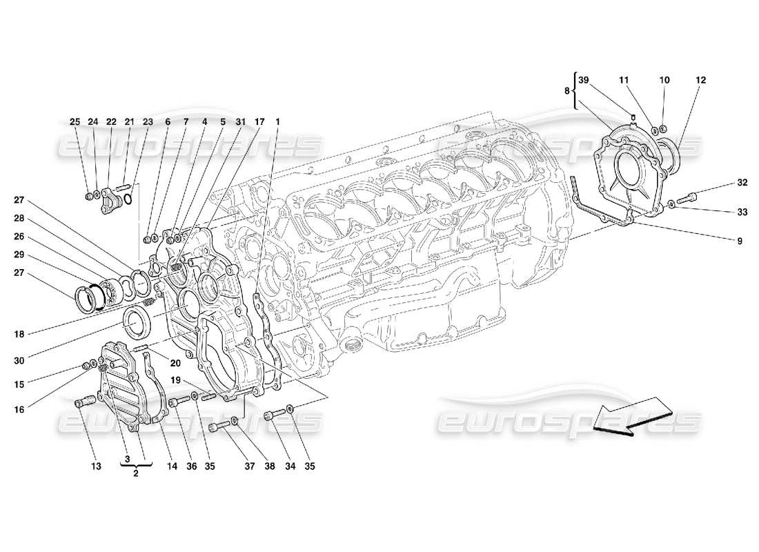 Ferrari 550 Maranello crankcase - covers Parts Diagram