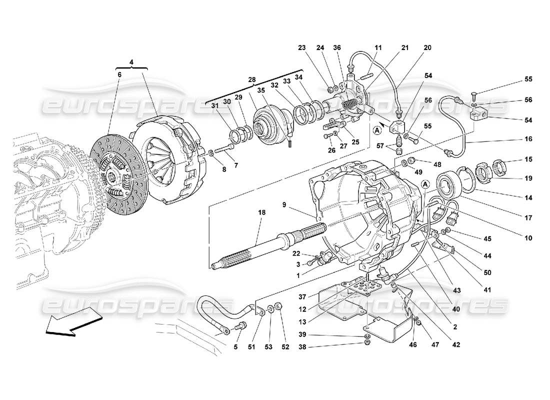Ferrari 550 Maranello Clutch - Controls Parts Diagram