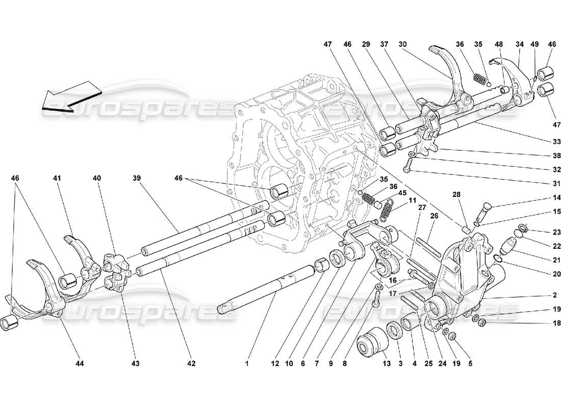 Ferrari 550 Maranello Inside Gearbox Controls Parts Diagram