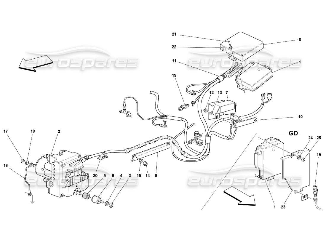 Ferrari 550 Maranello Control Unit and Hydraulic Equipment for ABS-ASR System Parts Diagram