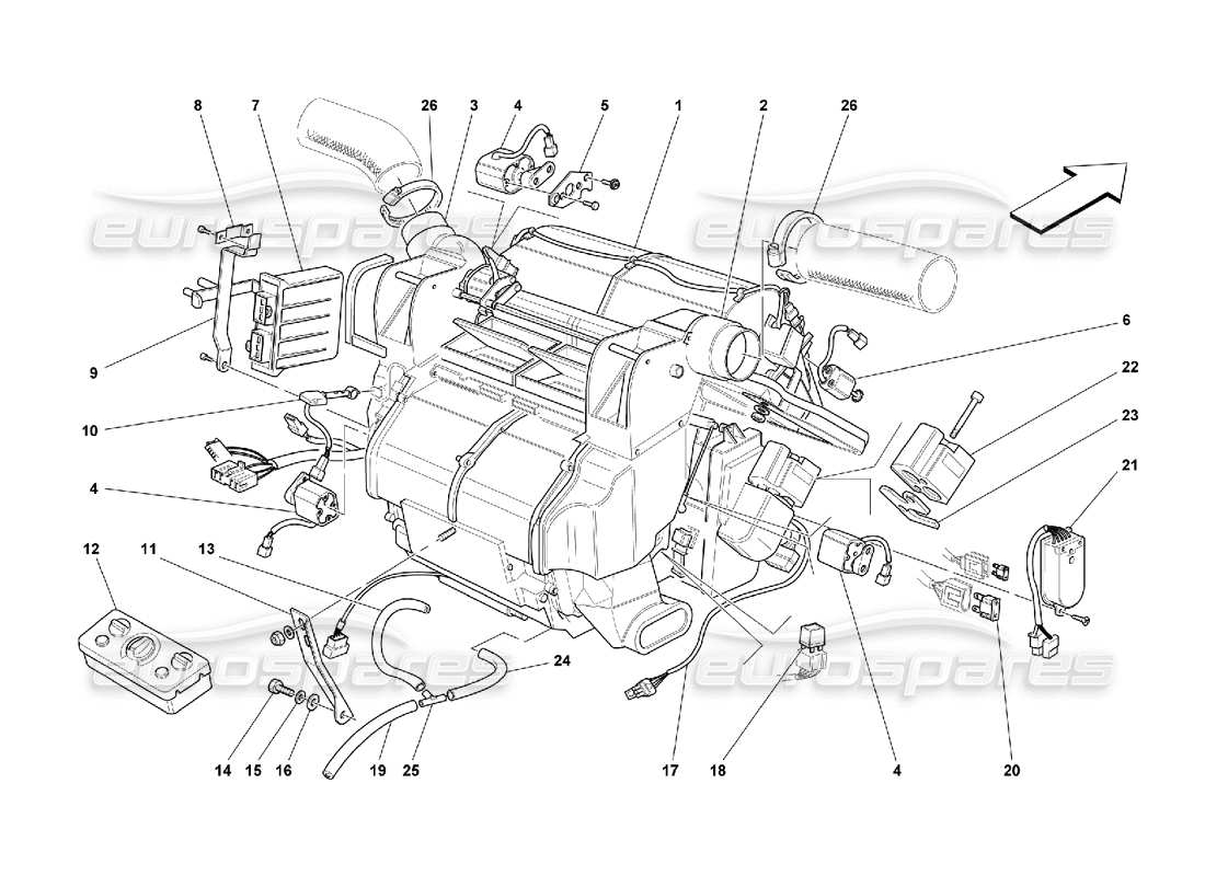 Ferrari 550 Maranello Evaporator Unit and Controls Parts Diagram