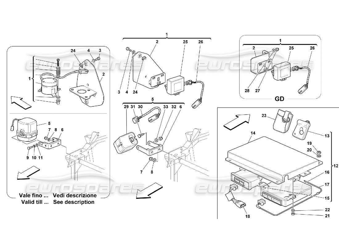 Ferrari 550 Maranello Anti Theft Electrical Boards and Devices Parts Diagram