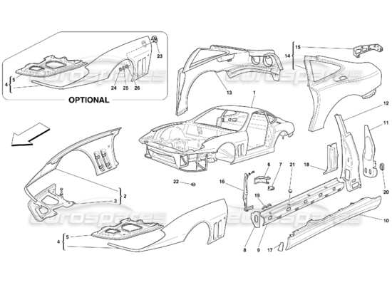 a part diagram from the Ferrari 550 parts catalogue