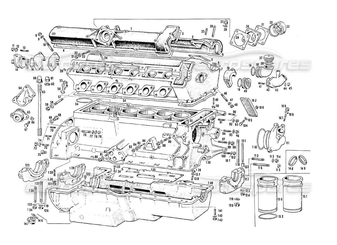 Maserati Mistral 3.7 engine housing Parts Diagram