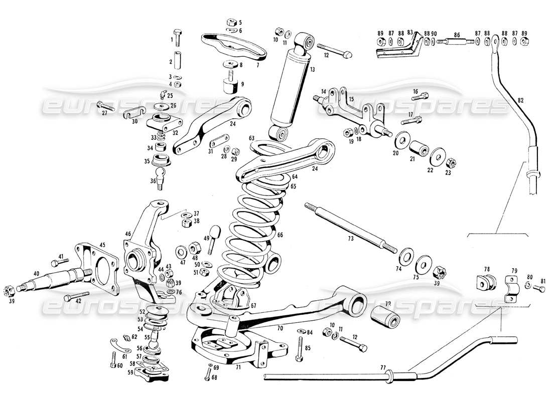 Maserati Mistral 3.7 Front Suspension Parts Diagram