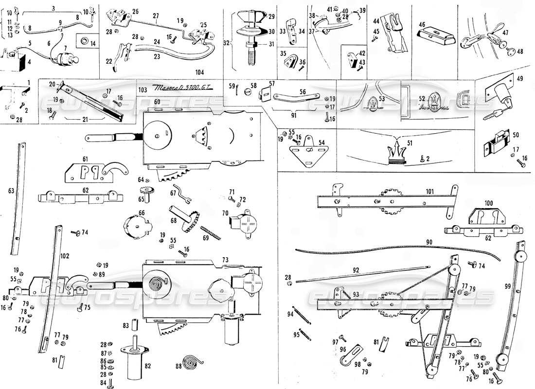 Maserati Mistral 3.7 WINDOW REGULATOR Parts Diagram