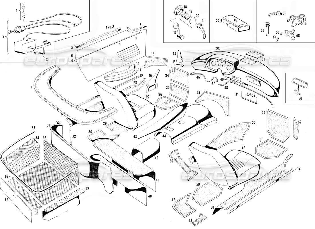 Maserati Mistral 3.7 Seats and Upholstery (B) Parts Diagram