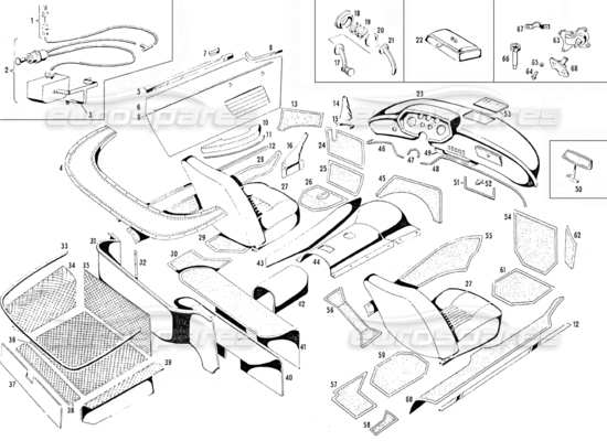 a part diagram from the Maserati Mistral parts catalogue