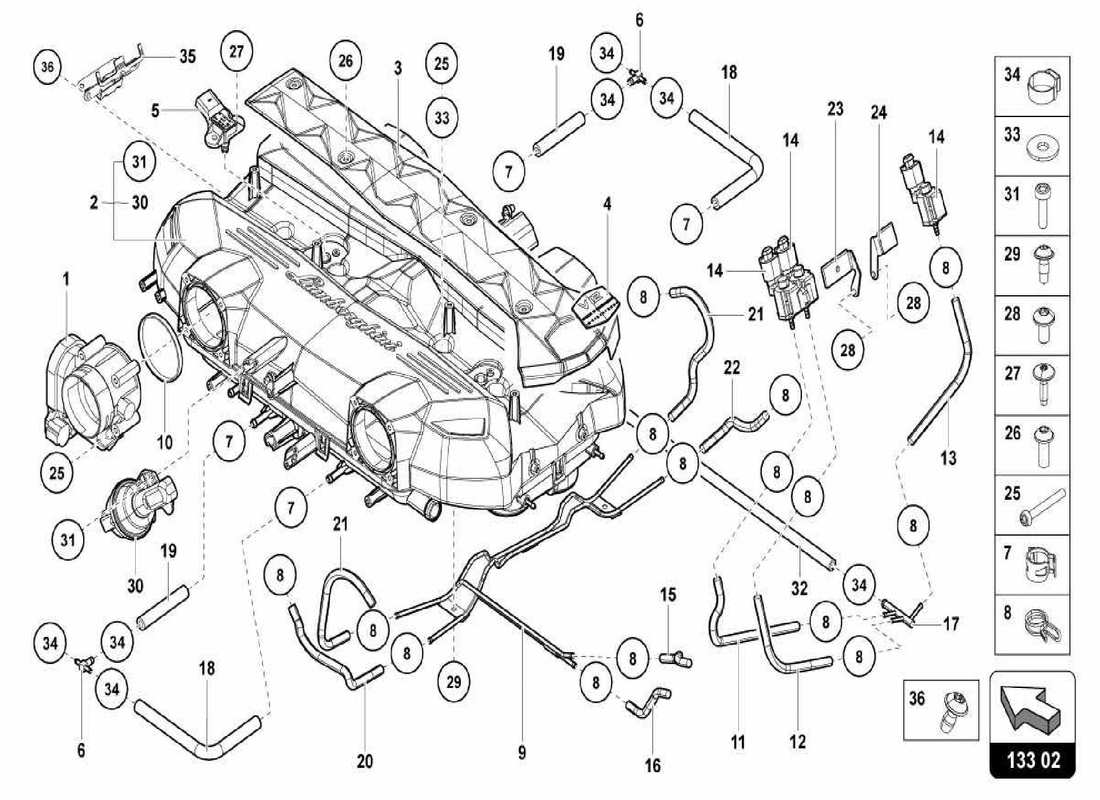 Lamborghini Centenario Spider INTAKE MANIFOLD Parts Diagram