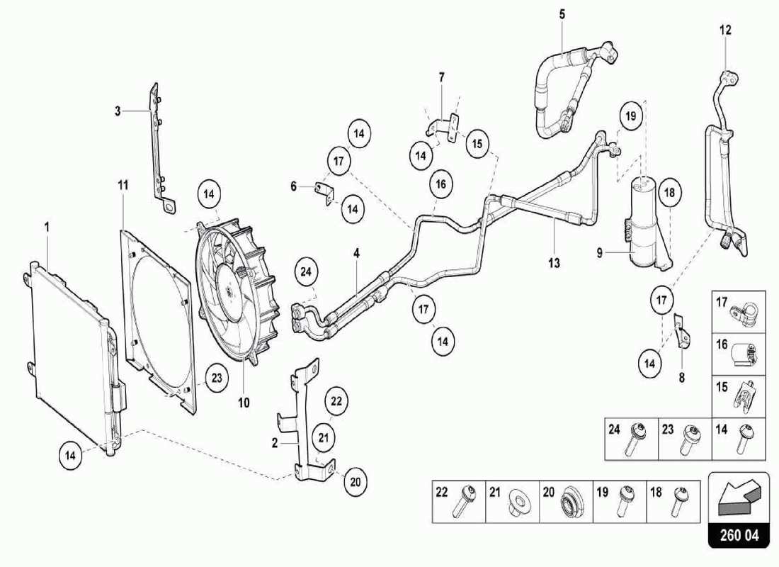 Lamborghini Centenario Spider air conditioning system Parts Diagram