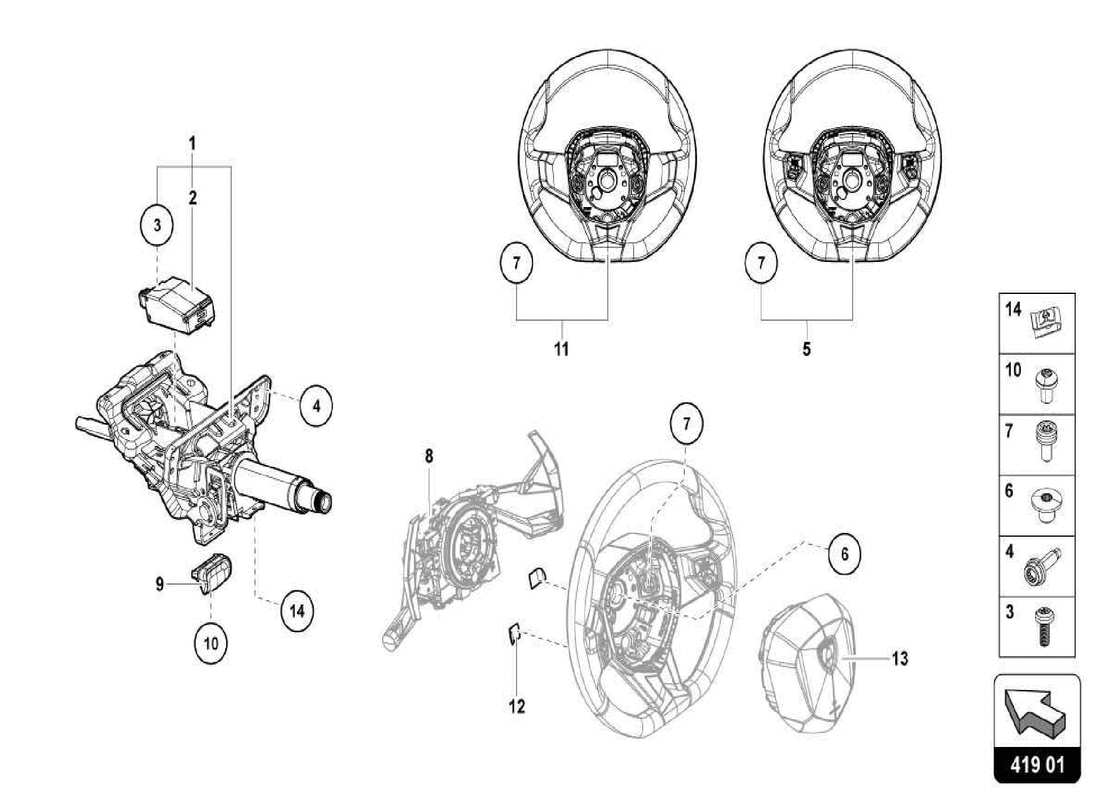 Lamborghini Centenario Spider STEERING SYSTEM Parts Diagram